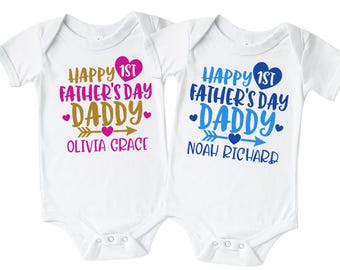Happy First Fathers Day Onesie® Baby Girl Baby Boy Outfit, First Fathers Day Gift From Son, 1st Fathers Day Personalized New Dad Gift