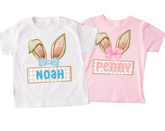 Personalized Bunny Ears Easter Shirt: Matching Easter T-shirt