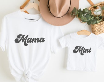Retro Mama And Mini Shirts, Mommy And Me, Matching Mother Daughter Mommy And Me Outfits, Mother And Son Matching Shirts, New Mom Gift.