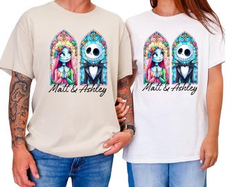 Jack and Sally Couples Halloween Shirt, Personalized Matching Halloween Couples Shirts, Disney Halloween Shirt, Jack Skellington and Sally