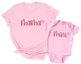 Heart Mama And Mini Shirts, Mommy And Me, Matching Mother Daughter Mommy And Me Outfits, Mother And Son Matching Shirts, New Mom Gift.