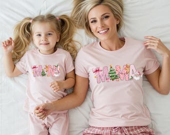 Mama Mini Christmas Shirts, Mommy and Me Outfits, Matching Mother Daughter, Family Christmas Pajama