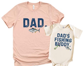Camisetas para papá y yo, el compañero de pesca de papá, regalo del Día del Padre para papá pescador, camisetas a juego para padre e hijo, camisetas para papá e hija, regalo para papá pescador