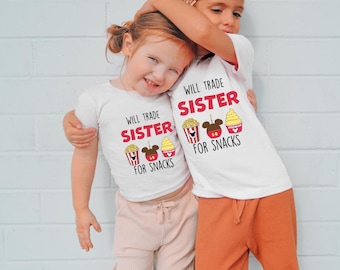Will Trade Brother Sister For Snacks Shirt, Disney Snack Shirt, Brother Sister Matching Disney Shirts, Funny Kids Disneyland snack shirts
