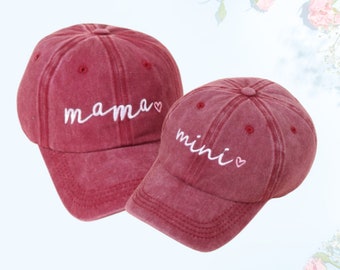 Mommy and Me Hats, Fall Mama and Mini Matching Hats For Mother And Daughter, Girl Mom Gift, Toddler Girl Mom Hat, Mothers Day Gift MAROON