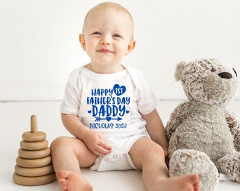 First Fathers Day Onesie ®, Personalized Happy First Fathers Day Baby Boy Outfit, Cute 1st Fathers Day Gift from son from Daughter Baby Girl