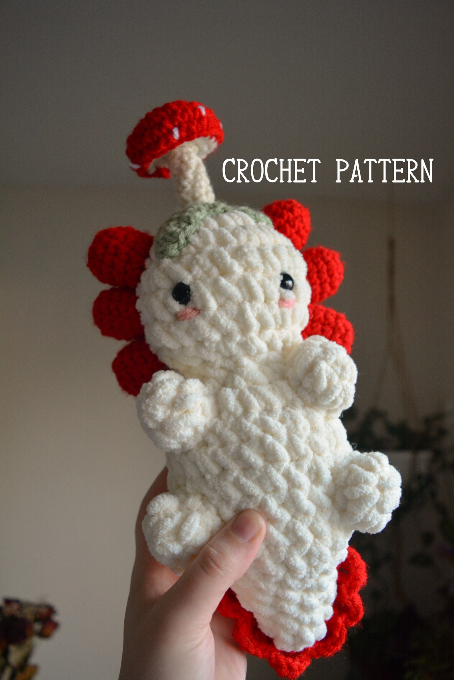PATTERN: Crochet Mushroom Axolotl Plush, Intermediate Axolotl Pattern ...