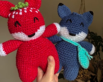 PATTERN: Crochet Fox Berries Pattern, Fox Amigurumi, Intermediate Crochet Patterns, Downloadable PDF