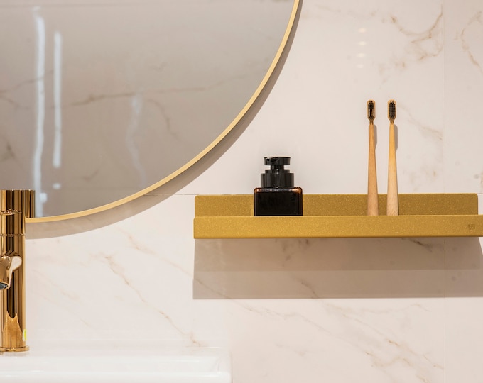 Self-adhesive matt metal shower organizer Minimalist bathroom shelf, mounting without screws various colors, GOLD LABEL