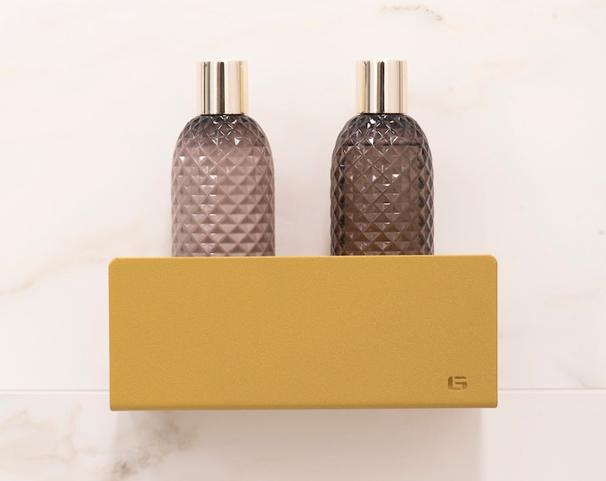 Gold Shower Shelf ISLA, Bathroom Shelves 20/30/40/60cm (7.87//11.81/15.75/23.62in), Minimalist Accessories, Metal shelf, Premium GOLD LABEL