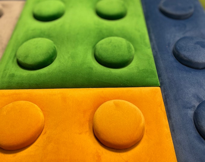 Velvet Wall Panel 12.5 x 25 x 4 cm orange, Lego-Polsterplatten an der Wand, Wanddekoration, Pannelli a parete