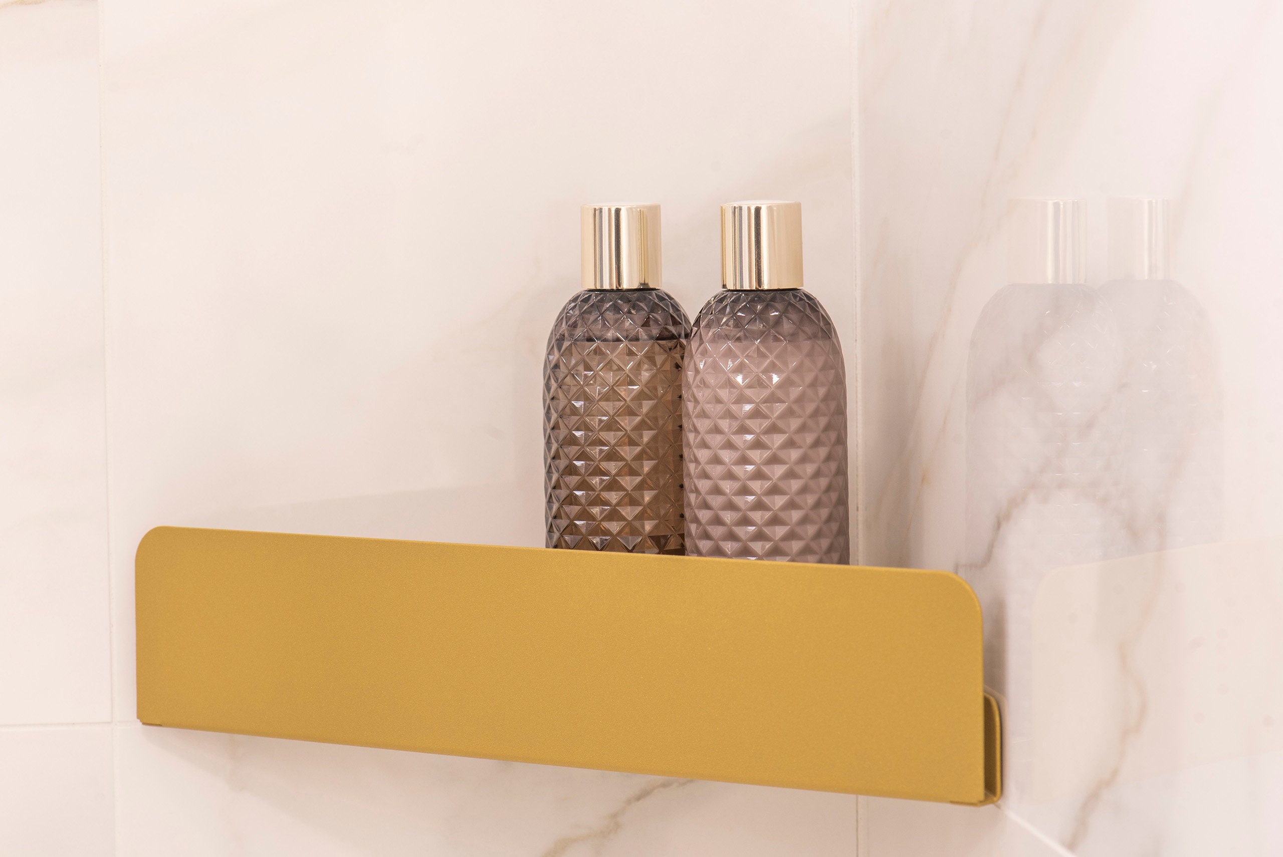 Corner Shelf Brass Bathroom Shower Rack Brushed Gold Bath Shower