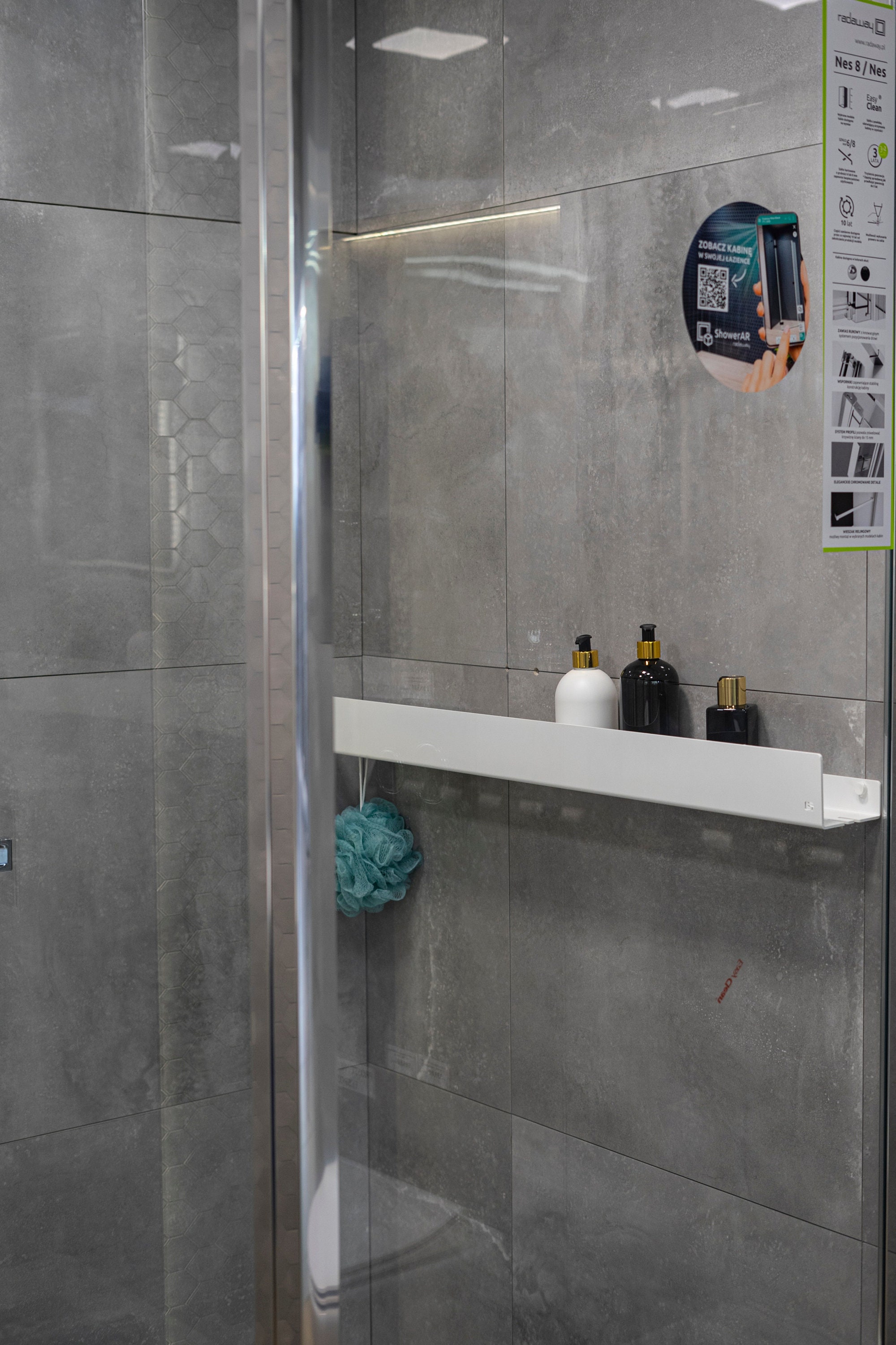 Modern Black Shower Shelf Isla 60 Cm Bathroom Shelves, Shower