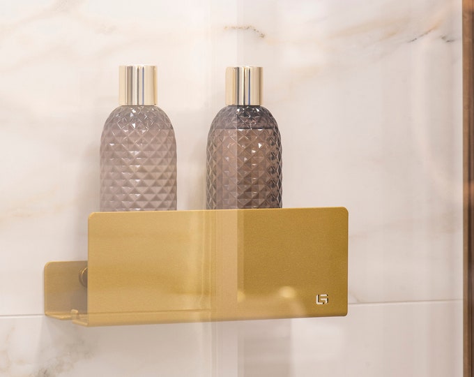 Self-adhesive Shower Shelf for accessories ISLA. Modern Loft style shelf for bathrooms. Powder coated aluminum