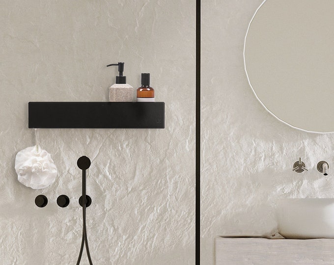 Modern black shower shelf ISLA 90 cm (35.43 inches), GOLD LABEL