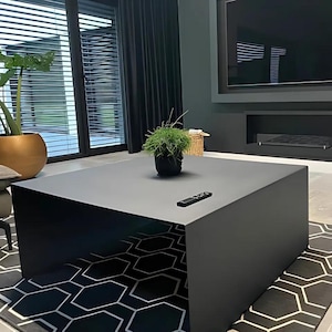 Modern coffee table 60/60cm (23.6x23.6 inches), Gray ,Metal Coffee Table, table for the living room, GOLD LABEL