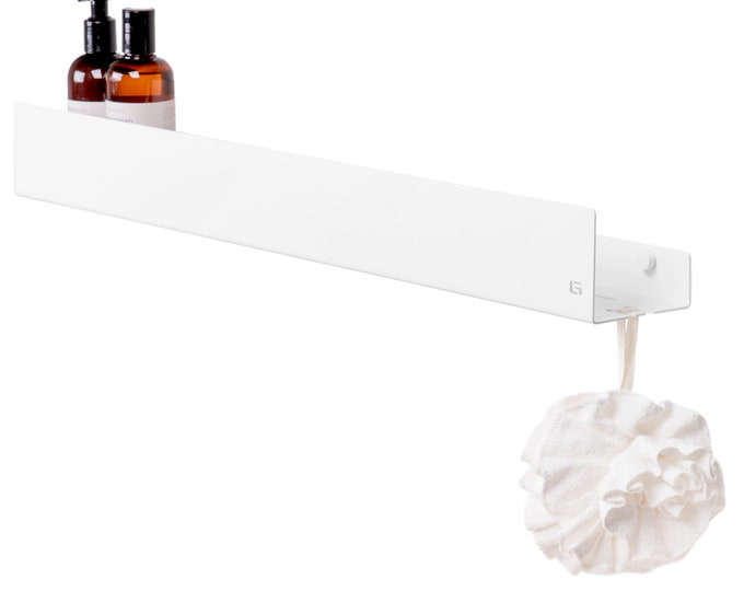White shower shelf Isla 90cm (35.43in) long bathroom shelves, shower shelf, Bathroom Accessories, Minimalist Shelf, Metal shelf, GOLD LABEL