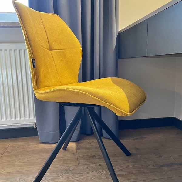 Chaise pivotante rembourrée jaune Napoli - chaises de salle à manger | chaise de bureau, ÉTIQUETTE D'OR