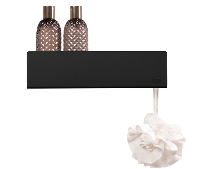 Black modern stylish elegant shower shelf ISLA 20cm (7.87 inches), Gold Label + GIFT