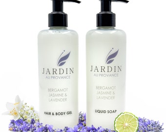 Liquid Soap Jardin Provence, with pump dispenser, Natural Ingredients, Body shower Gel, Bergamot, Jasmine & Lavender