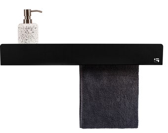 Mensola per doccia da bagno, design moderno, stile loft, mensola decorativa in metallo con porta asciugamani, vari colori, GOLD LABEL