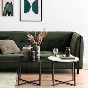 Round glass table - color black modern coffee table, GOLD LABEL
