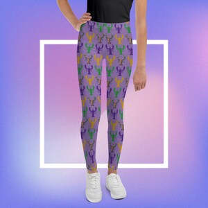 Mardi Gras Youth Leggings | Motif de perle d’écrevisse | Unisexe