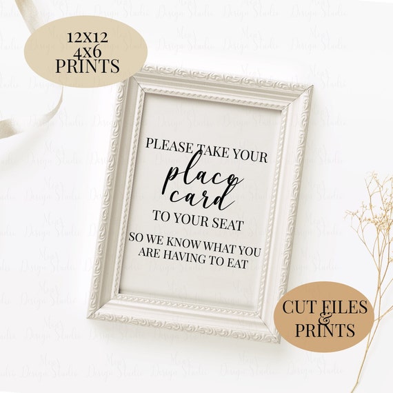 Place Card Sign Printable and Cut File Please Take Your Place Etsy