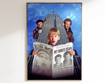 Home Alone Kevin McCallister Christmas Wall Print / Home Alone Lost In New York / Harry & Marv Home Alone Movie Poster / Digital Download