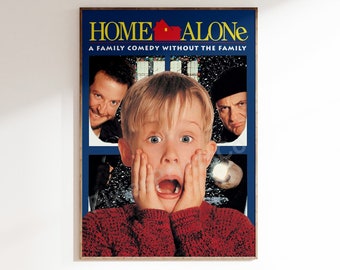 Home Alone Kevin McCallister Christmas Wall Print / Home Alone Movie Decor / Harry & Marv Home Alone Movie Poster / Digital Download