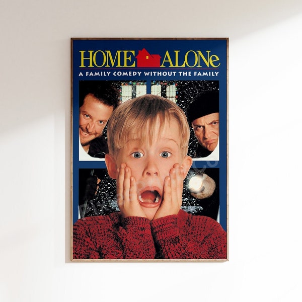 Home Alone Kevin McCallister Christmas Wall Print / Home Alone Movie Decor / Harry & Marv Home Alone Movie Poster / Digital Download