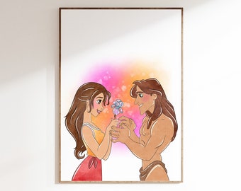 Tarzan And Jane Wall Print / Tarzan And Jane Wall Art / Tarzan And Jane Digital Download / Tarzan And Jane Home Decor / Tarzan Printable