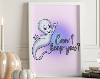 Película de Casper de Halloween "¿Puedo quedarme contigo?" Citar arte de pared / Halloween imprimible / Casper el fantasma amistoso / Casper película Halloween / DIGITAL