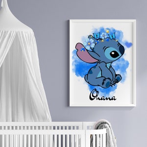 Stitch Nursery Wall Art / Lilo And Stitch / Stitch Printable Poster / Ohana Stitch Print / Ohana Means Family / Ohana Wall Quote DIGITAL image 1