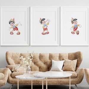 3er Set Pinocchio Wandbilder / Pinocchio druckbare Kunst / Minimalistische Pinocchio Wandbilder / Schlafzimmer Wohnzimmer Dekor / DIGITAL DOWNLOAD
