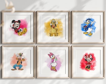 6er Set Mickey Donald Minnie Goofy Daisy Pluto Wandbilder / Mickey And Friends Wandbilder / BUNDLE PACK / Mickey Clubhouse Gang
