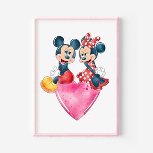 Mickey & Minnie Valentines Wall Print / Mickey Minnie Valentines Day / Minnie Mickey Home Decor / Mickey Minnie Original Wall Art / DIGITAL