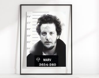 Marv Mugshot Home Alone Movie Wall Print / Harry & Marv Home Alone / Kevin McCallister / Home Alone Christmas Movie / The Wet Bandits Print