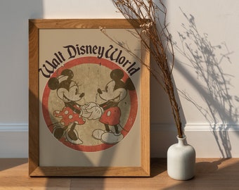 ミッキー＆ミニーマウスプリント ウォルトディズニーイラスト アニメ絵