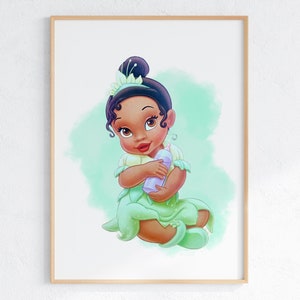 Baby Tiana Wall Art / Princess Tiana Wall Print / Girls Nursery Wall Art / Baby Princess Tiana Printable / Princess And The Frog Wall Art