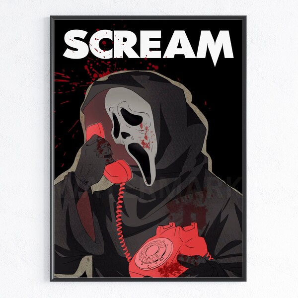 Scream Ghostface Printable Wall Art / Ghostface Wall Print / Scream Movie Art / What's Your Favourite Scary Movie? / Scream Ghostface Decor