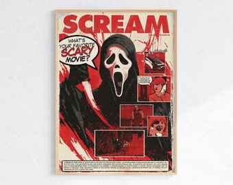 Scream Ghostface Printable Wall Art / Ghostface Wall Print / Scream Movie Art / What's Your Favourite Scary Movie? / Scream Ghostface Decor