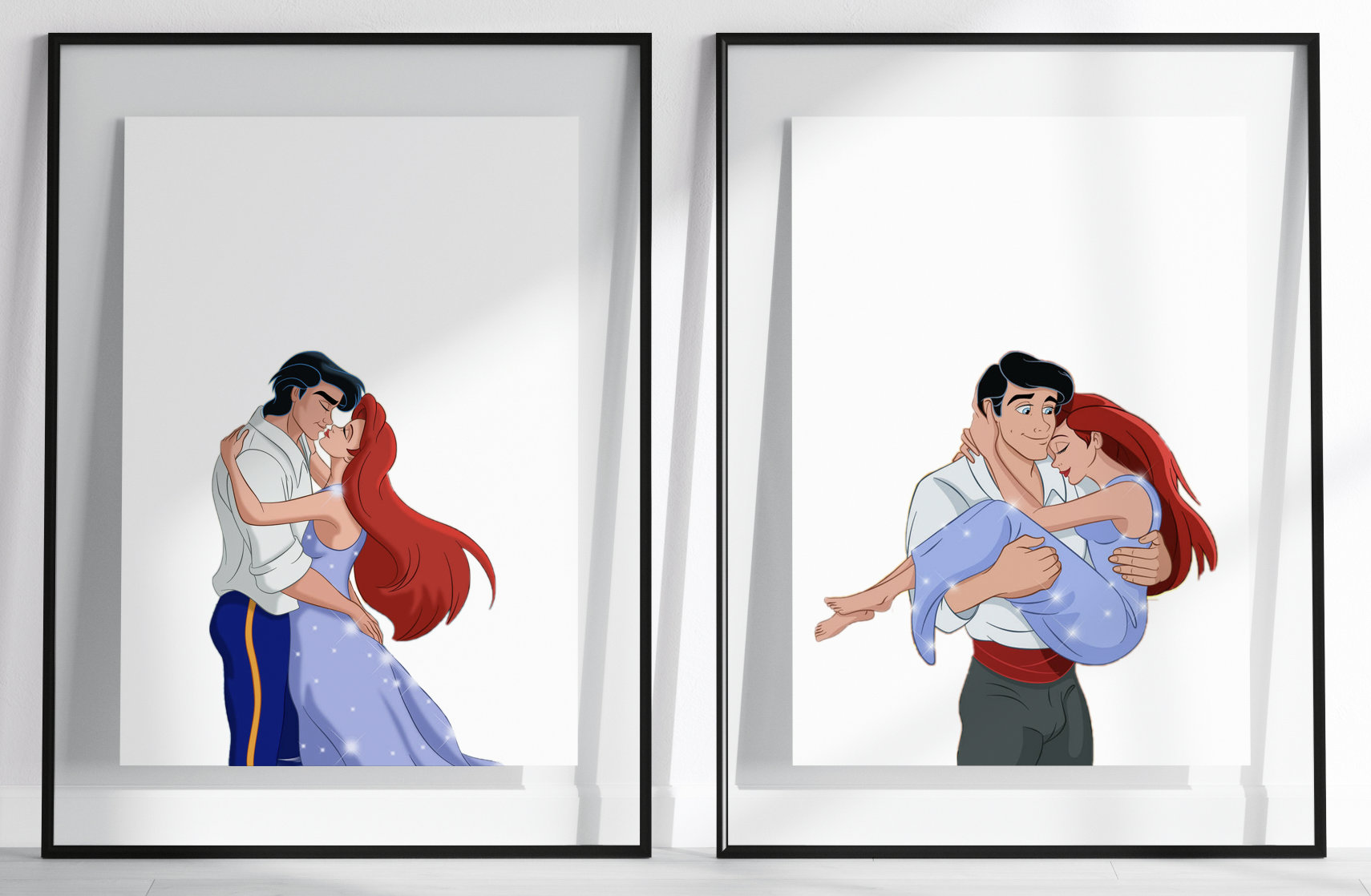 Set van 2 De kleine zeemeermin Ariel \u0026Eric Wall Prints / Eric en Ariel Mens  / Kleine zeemeermin Ariel en Eric liefde kunst aan de muur / Digitale  download - Etsy België, image size:1710x1118