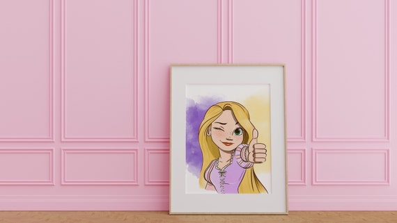 Tangled Rapunzel Wall Art / Flynn Rider & Rapunzel / Rapunzel Cartoon Wall  Prints / Girls Bedroom Wall Art / Tangled Decor / Rapunzel Decor 