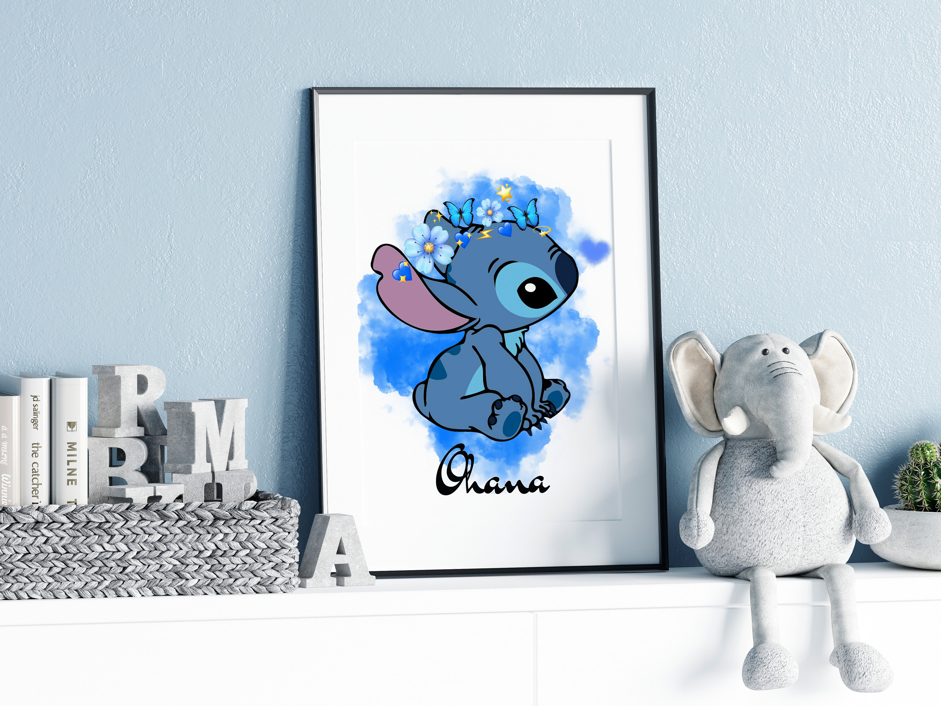 Lilo & Stitch Wall Art - Set of 3 (8 Inches x 10 inches) Ohana Means Family Poster Prints Coachella Watercolor Quote, Nursery