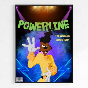A Goofy Movie Powerline &quot;STAND OUT&quot; World Tour Poster / Powerline A Goofy Movie Wall Print / Vintage 95 Powerline Goofy Movie Tour Digital