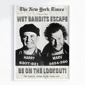 "The Wet Bandits - ""Allein zu Hause"" Film Mug Shots Wandbild / Allein zu Hause Dekor / Kevin McCallister / Harry & Marv Allein zu Hause / Lost In New York ."