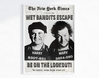 The Wet Bandits Home Alone Movie Mug Shots Wall Print / Home Alone Decor / Kevin McCallister / Harry & Marv Home Alone / Lost In New York
