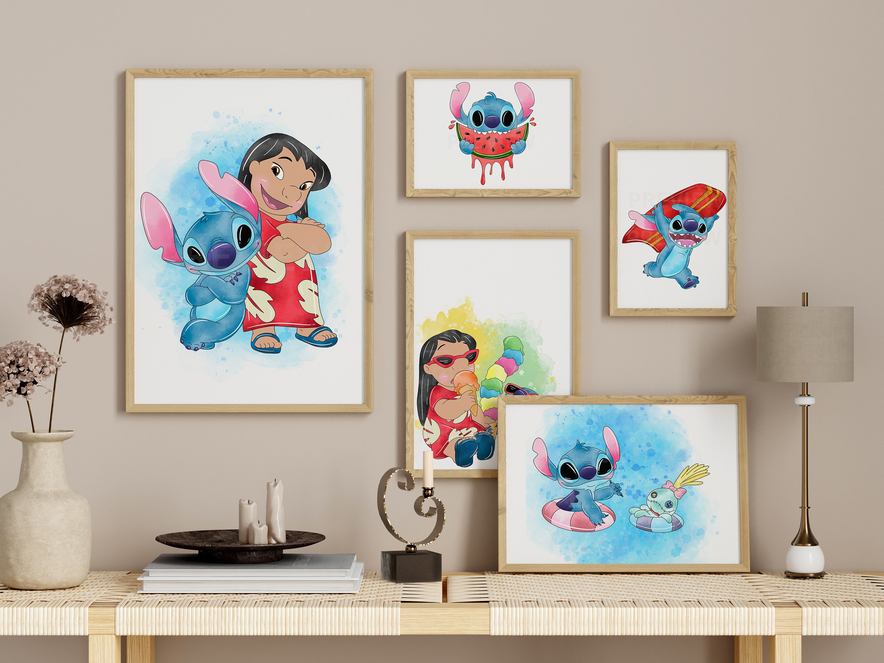 Set of 5 Lilo & Stitch Movie Wall Art Prints / Lilo and Stitch