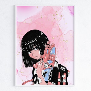 Dark Anime Girl Art Anime Aesthetic Print Gothic Emo Gamer 